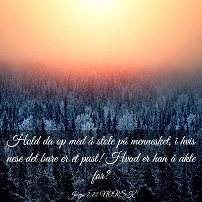 Picture 03 - Jesaja 2:22 NORSK - Hold da op med å stole på mennesket, i hvis - Bible Verse Picture