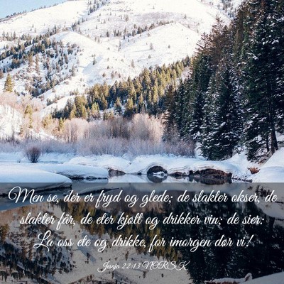 Picture 03 - Jesaja 22:13 NORSK - Men se, der er fryd og glede; de slakter okser, - Bible Verse Picture