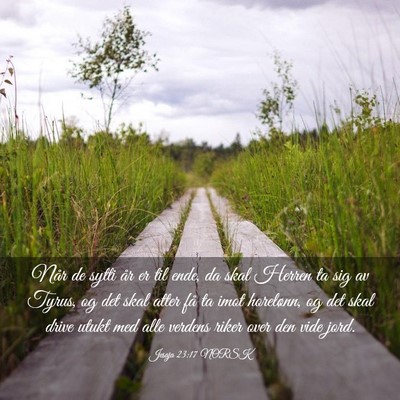 Picture 03 - Jesaja 23:17 NORSK - Når de sytti år er til ende, da skal Herren ta - Bible Verse Picture