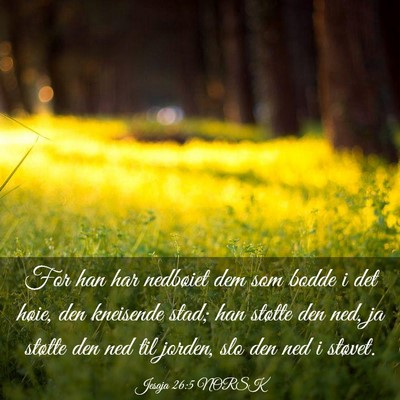 Picture 03 - Jesaja 26:5 NORSK - For han har nedbøiet dem som bodde i det høie, - Bible Verse Picture