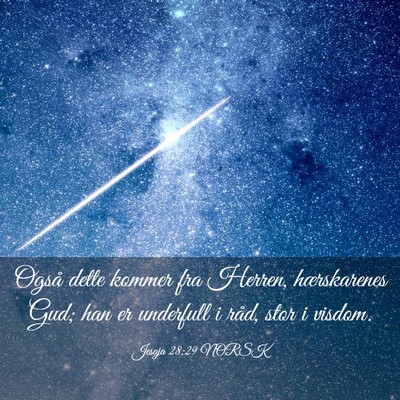 Picture 03 - Jesaja 28:29 NORSK - Også dette kommer fra Herren, hærskarenes Gud; - Bible Verse Picture