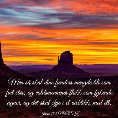 Picture 03 - Jesaja 29:5 NORSK - Men så skal dine fienders mengde bli som fint - Bible Verse Picture
