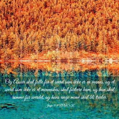 Picture 03 - Jesaja 31:8 NORSK - Og Assur skal falle for et sverd som ikke er en - Bible Verse Picture