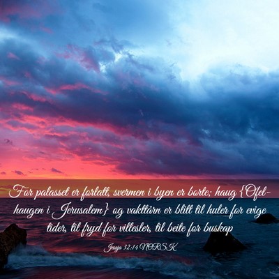 Picture 03 - Jesaja 32:14 NORSK - For palasset er forlatt, svermen i byen er borte; - Bible Verse Picture