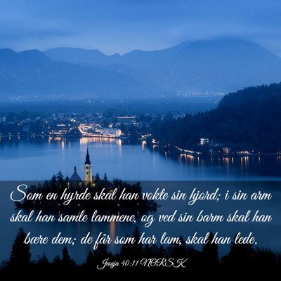 Picture 03 - Jesaja 40:11 NORSK - Som en hyrde skal han vokte sin hjord; i sin arm - Bible Verse Picture