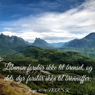 Picture 03 - Jesaja 40:16 NORSK - Libanon forslår ikke til brensel, og dets dyr - Bible Verse Picture