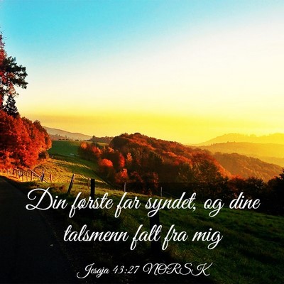Picture 03 - Jesaja 43:27 NORSK - Din første far syndet, og dine talsmenn falt fra - Bible Verse Picture