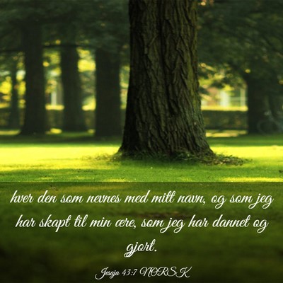 Picture 03 - Jesaja 43:7 NORSK - hver den som nevnes med mitt navn, og som jeg har - Bible Verse Picture