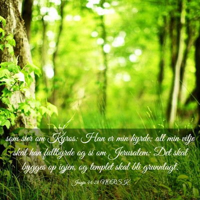 Picture 03 - Jesaja 44:28 NORSK - som sier om Kyros: Han er min hyrde; all min - Bible Verse Picture