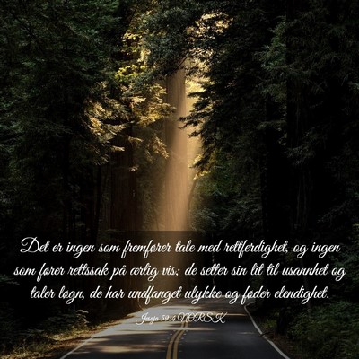 Picture 03 - Jesaja 59:4 NORSK - Det er ingen som fremfører tale med - Bible Verse Picture