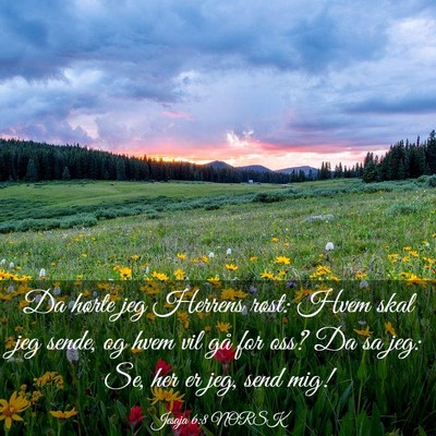 Picture 03 - Jesaja 6:8 NORSK - Da hørte jeg Herrens røst: Hvem skal jeg sende, - Bible Verse Picture
