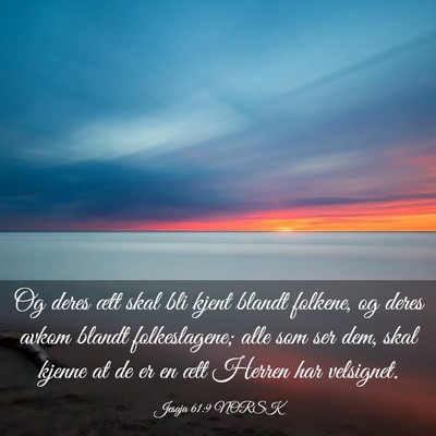 Picture 03 - Jesaja 61:9 NORSK - Og deres ætt skal bli kjent blandt folkene, og - Bible Verse Picture