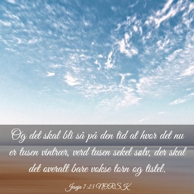 Picture 03 - Jesaja 7:23 NORSK - Og det skal bli så på den tid at hvor det nu er - Bible Verse Picture