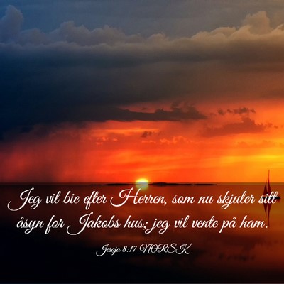 Picture 03 - Jesaja 8:17 NORSK - Jeg vil bie efter Herren, som nu skjuler sitt - Bible Verse Picture