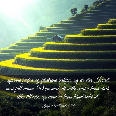 Picture 03 - Jesaja 9:12 NORSK - syrerne forfra og filistrene bakfra, og de eter - Bible Verse Picture