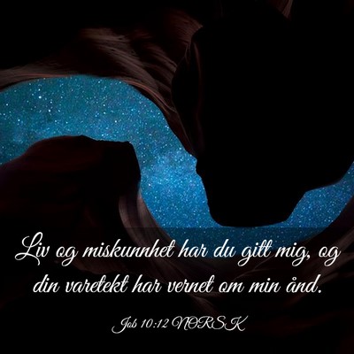 Picture 03 - Job 10:12 NORSK - Liv og miskunnhet har du gitt mig, og din - Bible Verse Picture