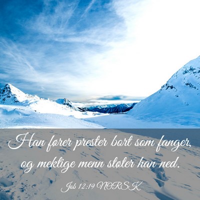Picture 03 - Job 12:19 NORSK - Han fører prester bort som fanger, og mektige - Bible Verse Picture