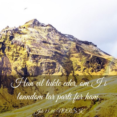 Picture 03 - Job 13:10 NORSK - Han vil tukte eder, om I i lønndom tar parti for - Bible Verse Picture