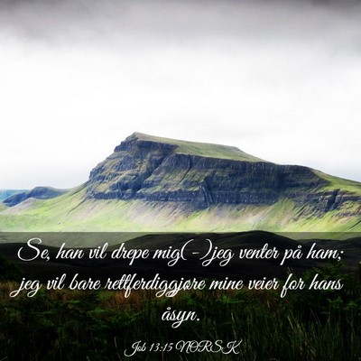 Picture 03 - Job 13:15 NORSK - Se, han vil drepe mig(-)jeg venter på ham; jeg - Bible Verse Picture
