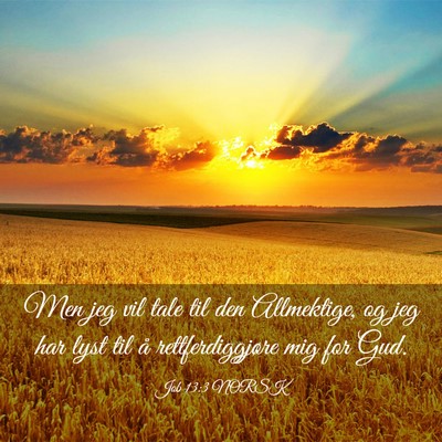 Picture 03 - Job 13:3 NORSK - Men jeg vil tale til den Allmektige, og jeg har - Bible Verse Picture