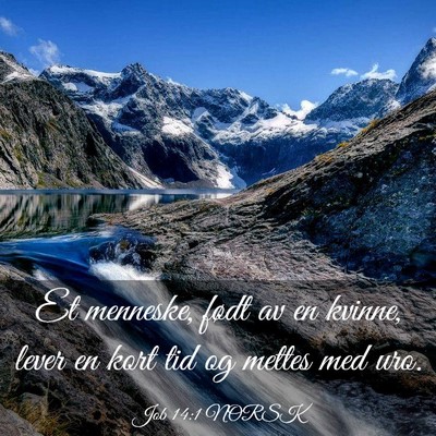 Picture 03 - Job 14:1 NORSK - Et menneske, født av en kvinne, lever en kort - Bible Verse Picture
