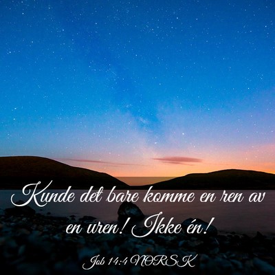 Picture 03 - Job 14:4 NORSK - Kunde det bare komme en ren av en uren! Ikke - Bible Verse Picture