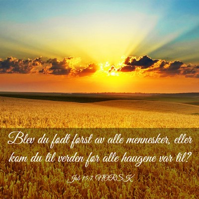 Picture 03 - Job 15:7 NORSK - Blev du født først av alle mennesker, eller kom - Bible Verse Picture