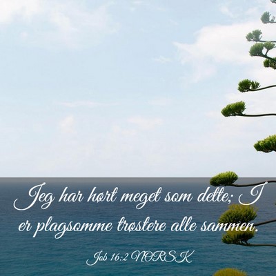 Picture 03 - Job 16:2 NORSK - Jeg har hørt meget som dette; I er plagsomme - Bible Verse Picture