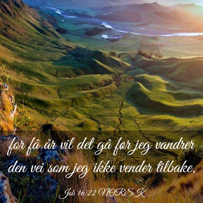 Picture 03 - Job 16:22 NORSK - for få år vil det gå før jeg vandrer den vei - Bible Verse Picture