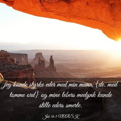 Picture 03 - Job 16:5 NORSK - jeg kunde styrke eder med min munn, {de. med - Bible Verse Picture
