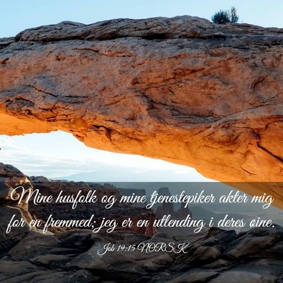Picture 03 - Job 19:15 NORSK - Mine husfolk og mine tjenestepiker akter mig for - Bible Verse Picture