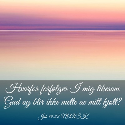 Picture 03 - Job 19:22 NORSK - Hvorfor forfølger I mig likesom Gud og blir ikke - Bible Verse Picture