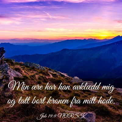 Picture 03 - Job 19:9 NORSK - Min ære har han avklædd mig og tatt bort kronen - Bible Verse Picture