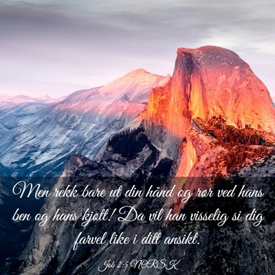 Picture 03 - Job 2:5 NORSK - Men rekk bare ut din hånd og rør ved hans ben - Bible Verse Picture
