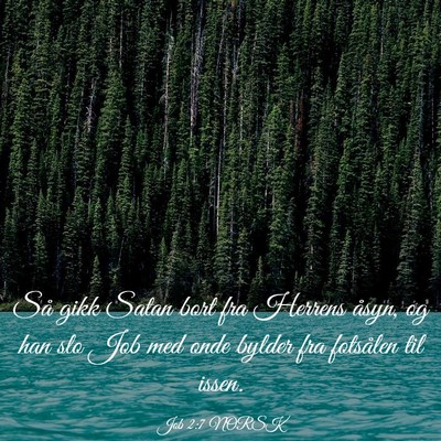 Picture 03 - Job 2:7 NORSK - Så gikk Satan bort fra Herrens åsyn, og han slo - Bible Verse Picture