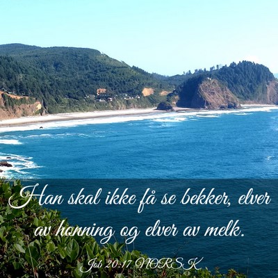 Picture 03 - Job 20:17 NORSK - Han skal ikke få se bekker, elver av honning og - Bible Verse Picture