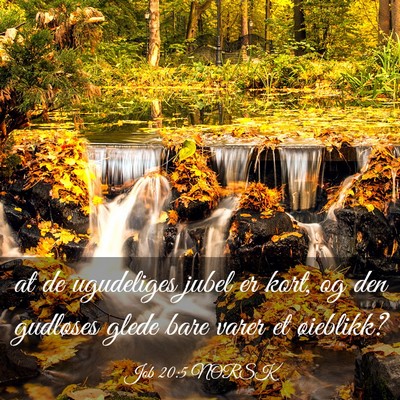 Picture 03 - Job 20:5 NORSK - at de ugudeliges jubel er kort, og den gudløses - Bible Verse Picture