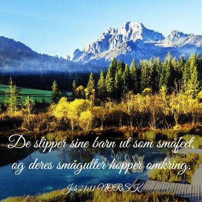Picture 03 - Job 21:11 NORSK - De slipper sine barn ut som småfeet, og deres - Bible Verse Picture