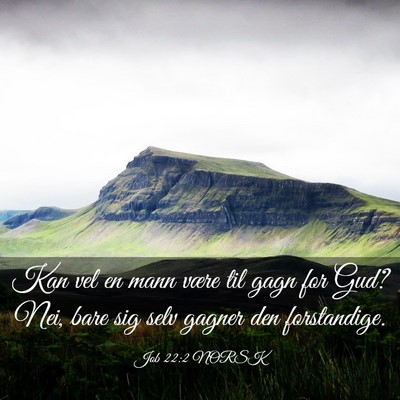 Picture 03 - Job 22:2 NORSK - Kan vel en mann være til gagn for Gud? Nei, bare - Bible Verse Picture