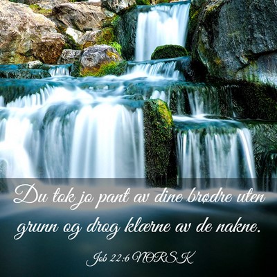 Picture 03 - Job 22:6 NORSK - Du tok jo pant av dine brødre uten grunn og drog - Bible Verse Picture