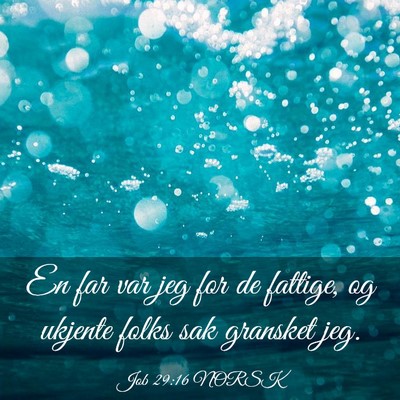 Picture 03 - Job 29:16 NORSK - En far var jeg for de fattige, og ukjente folks - Bible Verse Picture