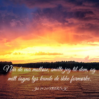 Picture 03 - Job 29:24 NORSK - Når de var motløse, smilte jeg til dem, og mitt - Bible Verse Picture