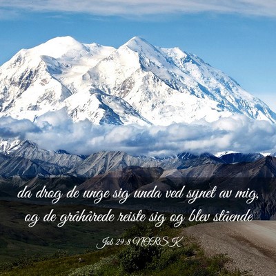 Picture 03 - Job 29:8 NORSK - da drog de unge sig unda ved synet av mig, og de - Bible Verse Picture