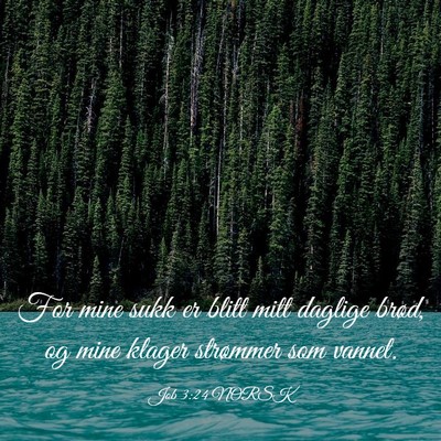 Picture 03 - Job 3:24 NORSK - For mine sukk er blitt mitt daglige brød, og - Bible Verse Picture