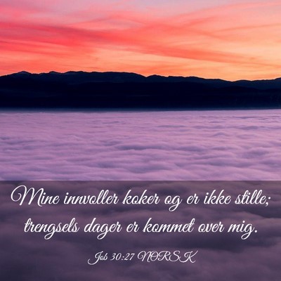 Picture 03 - Job 30:27 NORSK - Mine innvoller koker og er ikke stille; trengsels - Bible Verse Picture