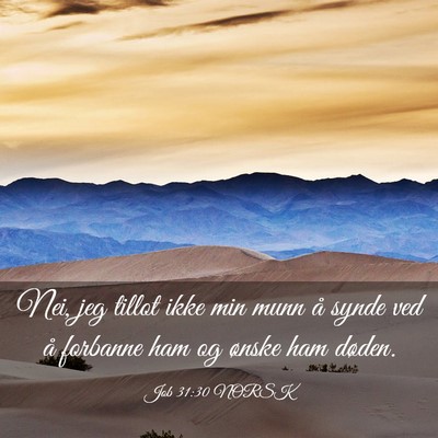 Picture 03 - Job 31:30 NORSK - Nei, jeg tillot ikke min munn å synde ved å - Bible Verse Picture
