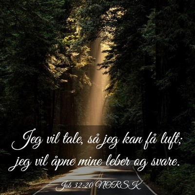 Picture 03 - Job 32:20 NORSK - Jeg vil tale, så jeg kan få luft; jeg vil åpne - Bible Verse Picture