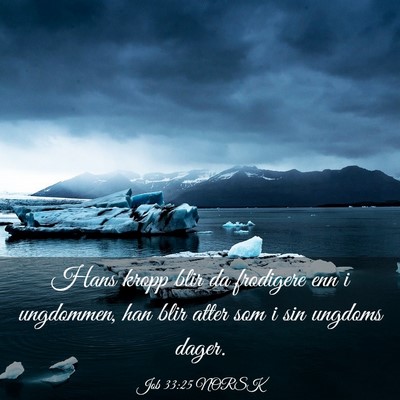 Picture 03 - Job 33:25 NORSK - Hans kropp blir da frodigere enn i ungdommen, han - Bible Verse Picture