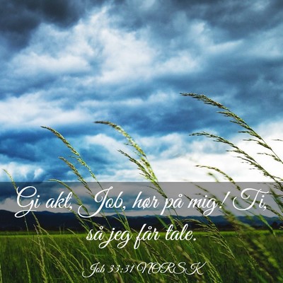 Picture 03 - Job 33:31 NORSK - Gi akt, Job, hør på mig! Ti, så jeg får - Bible Verse Picture