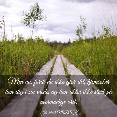 Picture 03 - Job 35:15 NORSK - Men nu, fordi du ikke gjør det, hjemsøker han - Bible Verse Picture